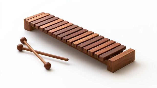 Wooden xylophone rests gently upon a plain surface, ready for musical expression and creative sound production