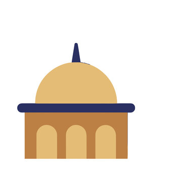 Flat illustration of a building with a dome and arches