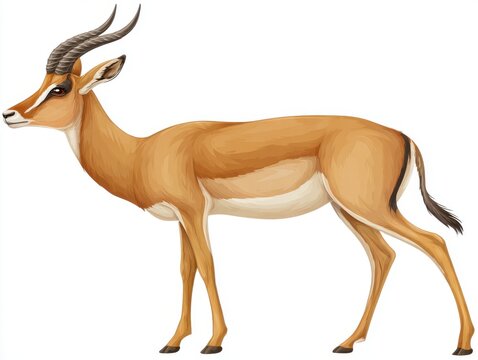 Illustration Of A Brown Thomson Gazelle Standing Isolated On A White Background