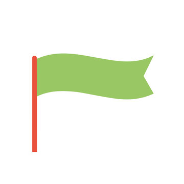 Green flag on red pole