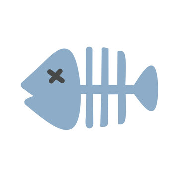 fish bone skeleton icon flat