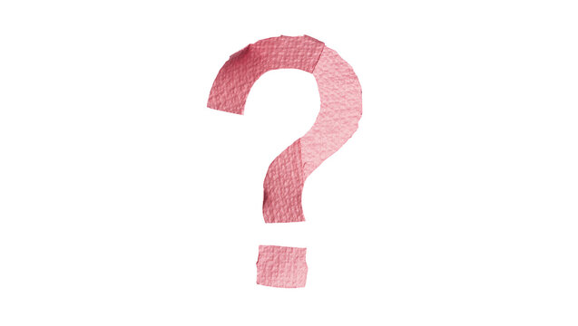 Textured pink question mark symbol, isolated on transparent background