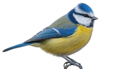 Obraz premium Blue tit bird with vibrant yellow and blue plumage, isolated on transparent background