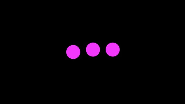 Bright Pink Three Dots Bouncing Loading Animation Featuring Magenta Circular Indicators on Black Background for Website Preloader Mobile App Interface and Motion Graphics