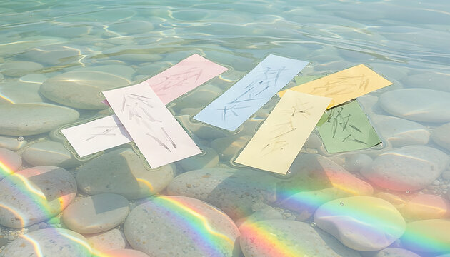 Floating Paper Slips on Water Generative AI