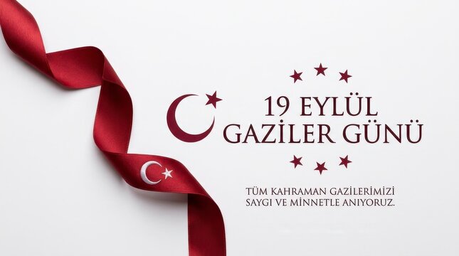 19 may gaziler gunu ribbon with turkish crescent star celebrating