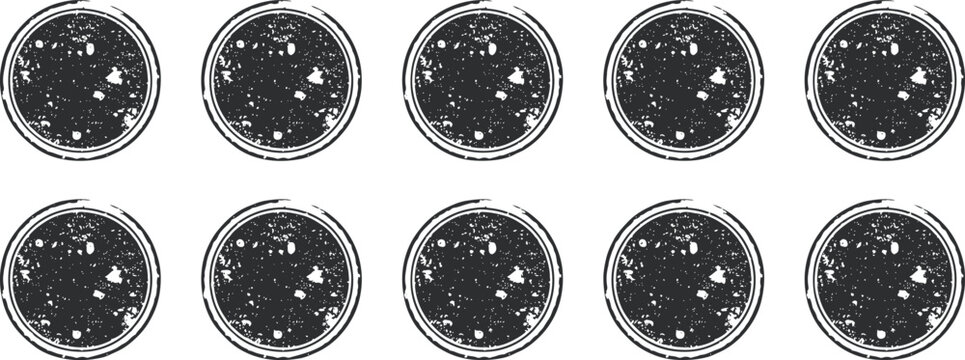 Black grunge round stamp texture set with distressed worn out edges vector illustration for graphic design