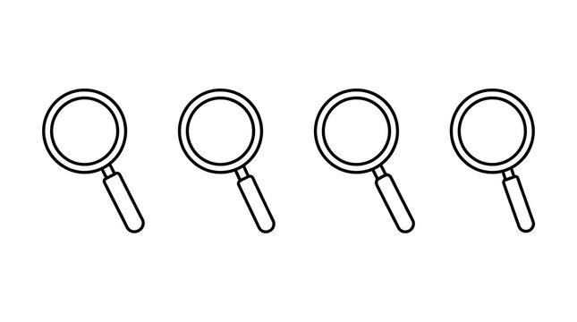 Four simple magnifying glasses icon