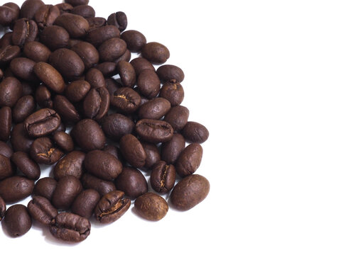 Roasted Coffee Beans Corner Layout with White Copy Space