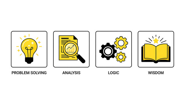 Creative process icons set with light bulb and book