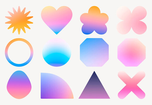 Colorful Gradient Geometric Shapes Element Design Collection