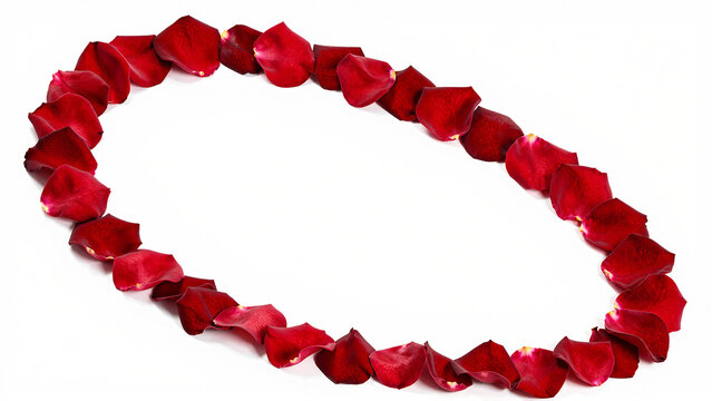 Red rose petals arranged in a circle shape