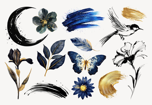 Elegant Nature-inspired Artistic Elements Design Set