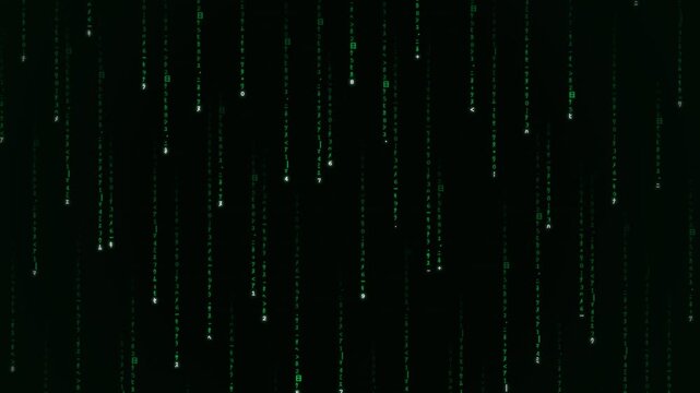 Green Digital Rain Falling Down - Abstract Technology Background