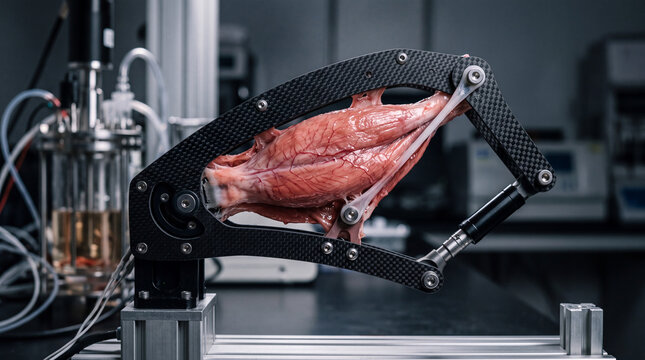 Biohybrid gripper actuator powered by lab grown muscle tissue in laboratory