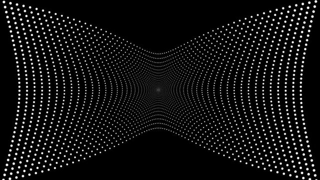 Seamless Halftone Dot Implosion Loop Animation Gravitational Inward Motion Radial Convergence Particle Field Black Background, Abstract Optical Illusion Vortex Energy Flow Motion Graphics VFX.mp4
