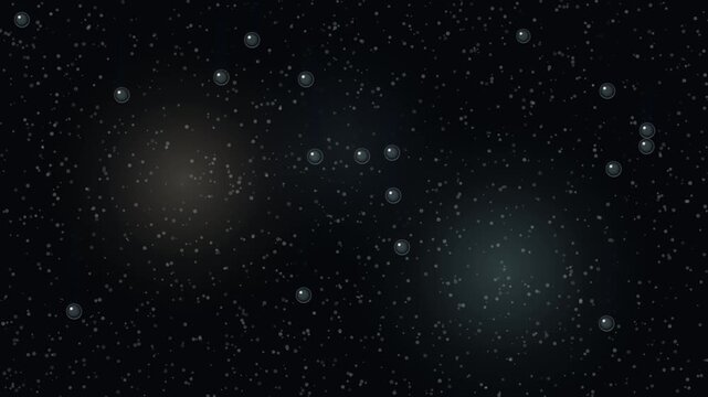 Cosmic nebulae glowing in deep space with distant stars during a slow celestial drift