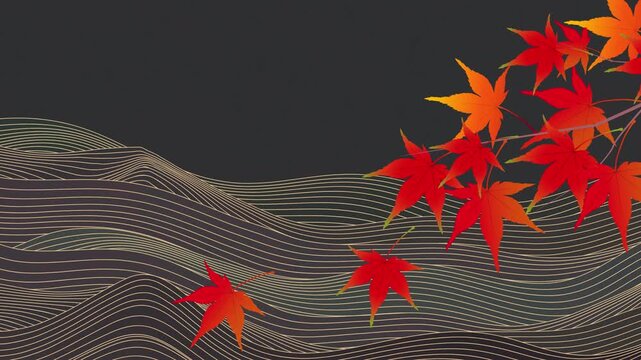 Japanese Maple Leaves on Wavy Pattern 4K