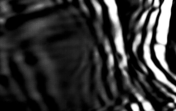 Abstract black and white glitch halftone with broken dot pattern and analog tape distortion on dark background. Anchors a brutalist punk zine poster with raw underground energy and copy space.