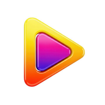 Vibrant geometric play button with gradient colors