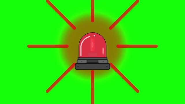 Red traffic light beacon on green background