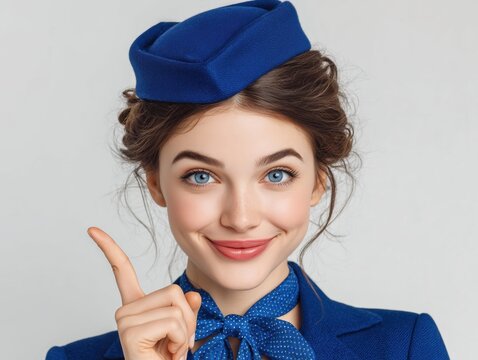 smiling flight attendant in uniform