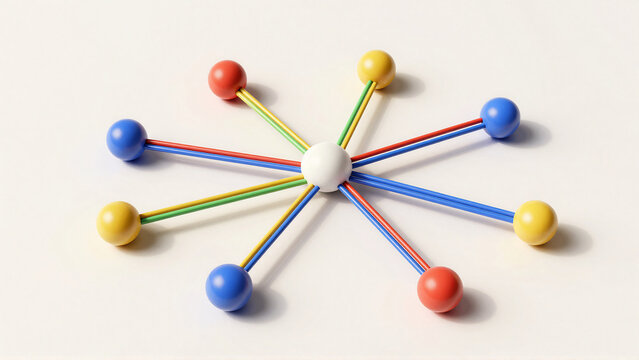 Abstract Network Diverse Elements Converging to a Central Hub