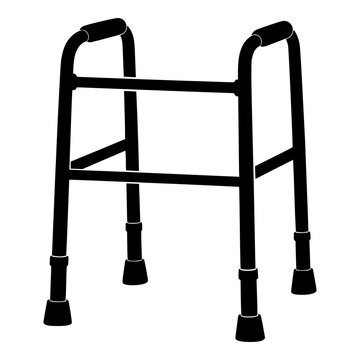 Walking Frame Mobility Aid Silhouette, Black Vector Walker