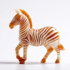 Obraz premium Small Carved Amber Zebra Figurine Isolated On A White Background With Soft Studio Lighting