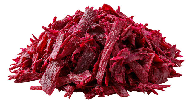 Freshly grated raw red beetroot shreds piled in a heap