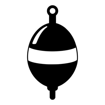 Fishing Float Bobber with Striped Band, Black Vector Silhouette