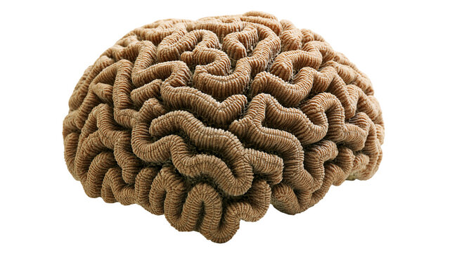 Brown brain coral colony with intricate folded surface texture