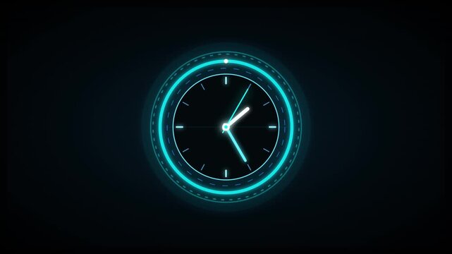 Modern digital clock with glowing cyan frame