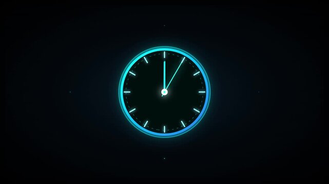 Modern glowing digital clock on dark background