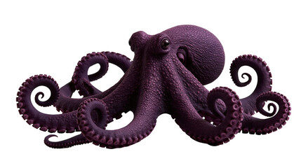 Deep purple textured octopus with curled tentacles and detailed suction cups © Theodore