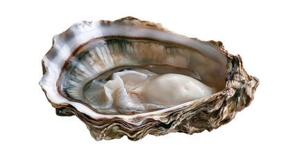 Fresh raw oyster in a rough textured open shell © Theodore