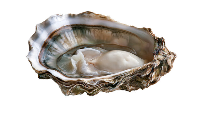 Fresh raw oyster in a rough textured open shell