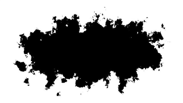 Ink Drops Transition on White Background, flows and streams, Black luma effect Ink drops stream splatter stain leak spread flow scatter over screen ink transition, paint animation video. 4k video