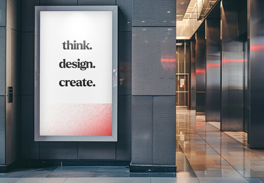 Modern Hallway With Motivational Poster Mockup PSD