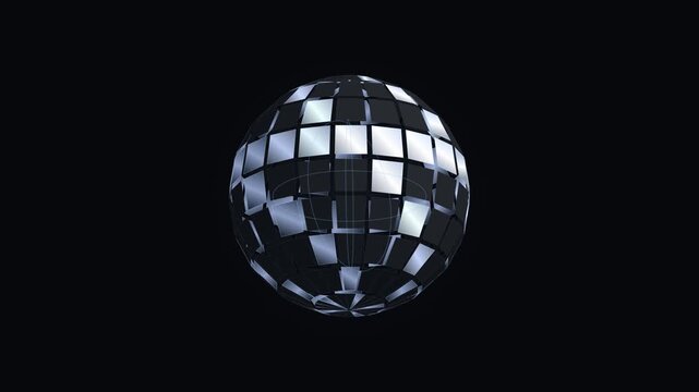 Glowing digital globe with segmented reflections on dark background