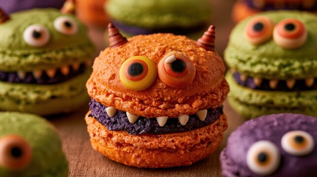 Halloween food or snack in holiday,barbecue,cupcake,donut,mala,hot pot,pumpkin,party trick or treat,jack o lantern,october season,zombie,witch,horror,sushi,candy,magic,banner background,copy space.