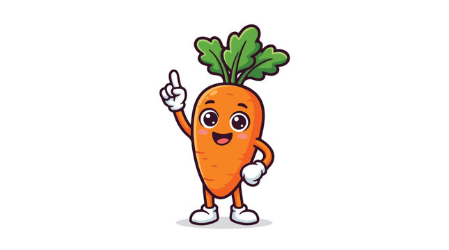 Cute cartoon carrot character with happy expression.