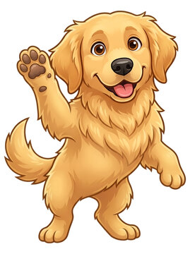 Cute Golden Retriever. Paw Cartoon. For pet store branding, veterinary clinic promotion, animal shelter adopt pet campaigns, children book, dog training advertising, mascot creation,