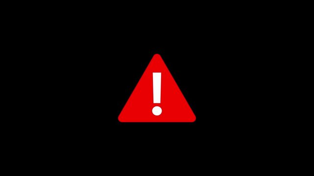 Attention sign. Exclamation point mark in a red triangle icon. Motion graphic video animation. 4k video