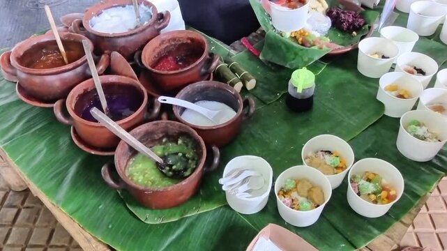 Assorted Indonesian Traditional Sweet Porridge Served in Clay Pots