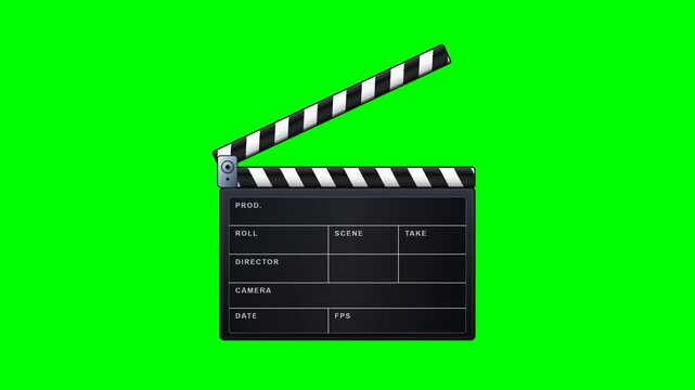 Movie Production Clapperboard Slate Action Animation Green Screen Loop   