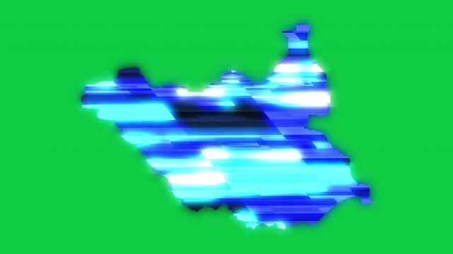 South Sudan blue news headline effect map pop animation green background