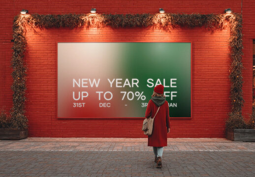 Festive Sale Sign Mockup Attracts Shoppers PSD