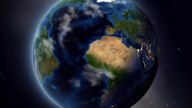 Earth Zoom In Animation to Ufa Russia Location Pin