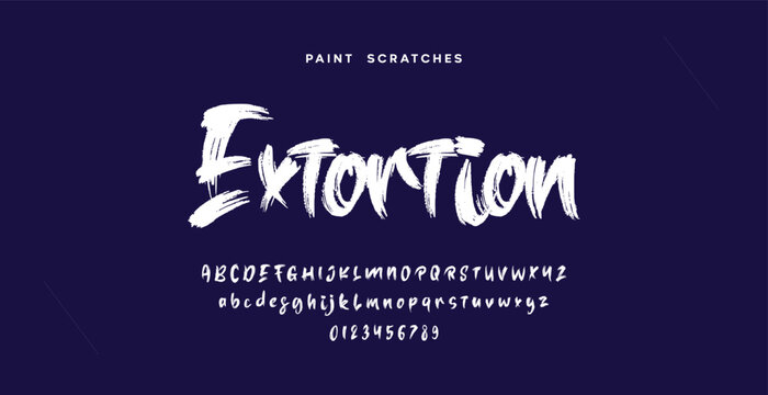 Brush grunge alphabet font in bold hand drawn style. Expressive script typography with subtle rough texture, featuring uppercase and lowercase letters. Perfect for branding, posters,